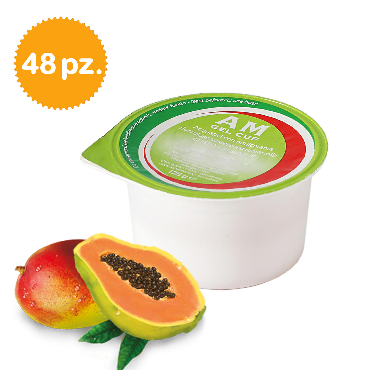 AM Gel Cup Acquagel Exotic Fruits with Sweetener 48x125g
