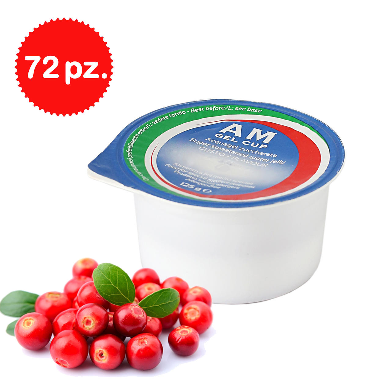 AM Gel Cup Acquagel Frutti Rossi con zucchero 72x125g