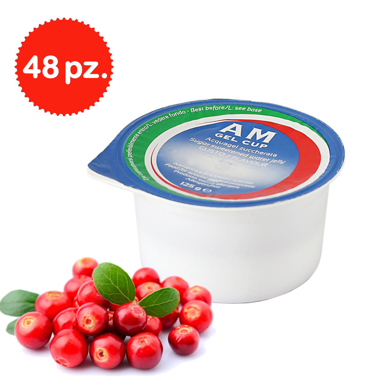 AM Gel Cup Acquagel Frutti Rossi con zucchero 48x125g