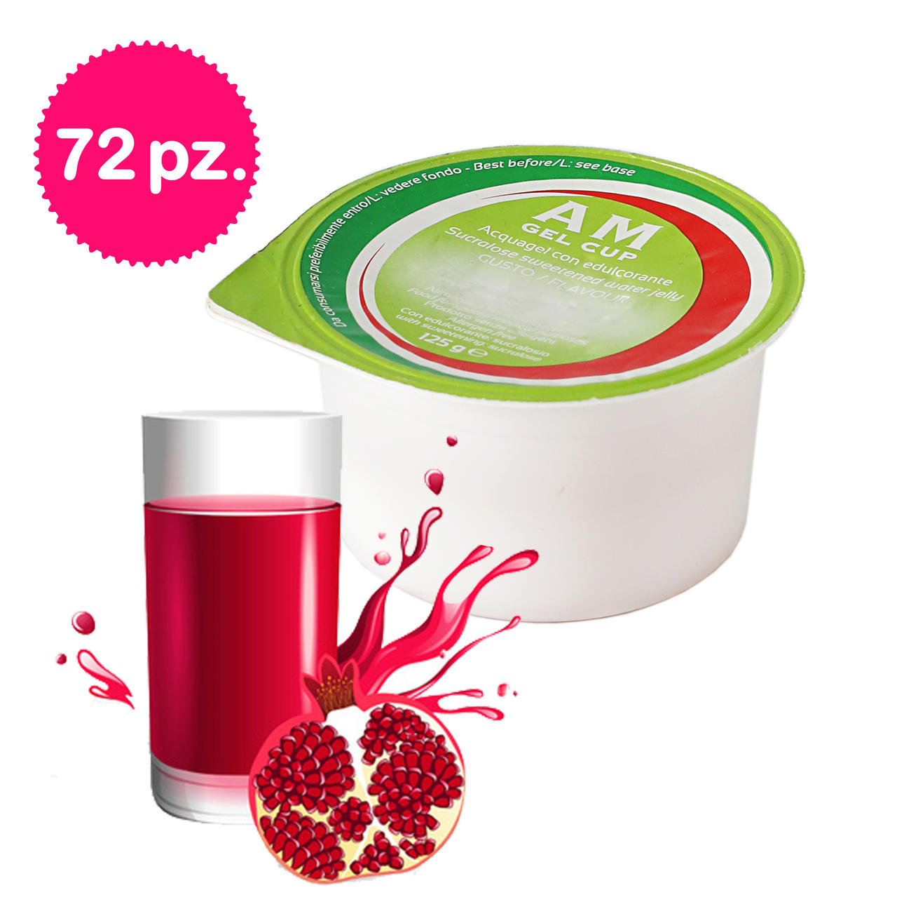 AM Gel Cup Acquagel Grenadine with Sweetener 72x125g