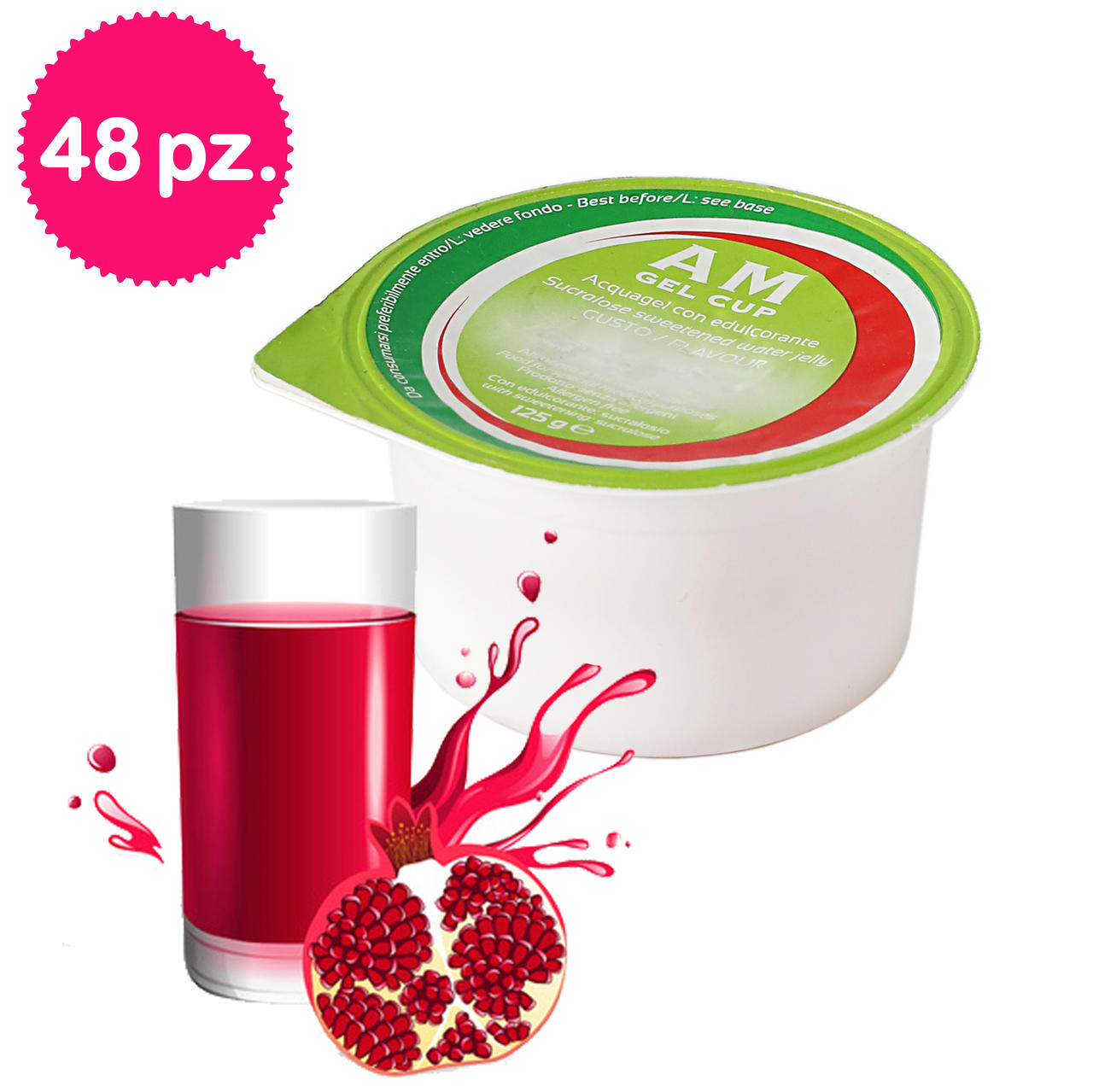 AM Gel Cup Acquagel Grenadine with Sweetener 48x125g