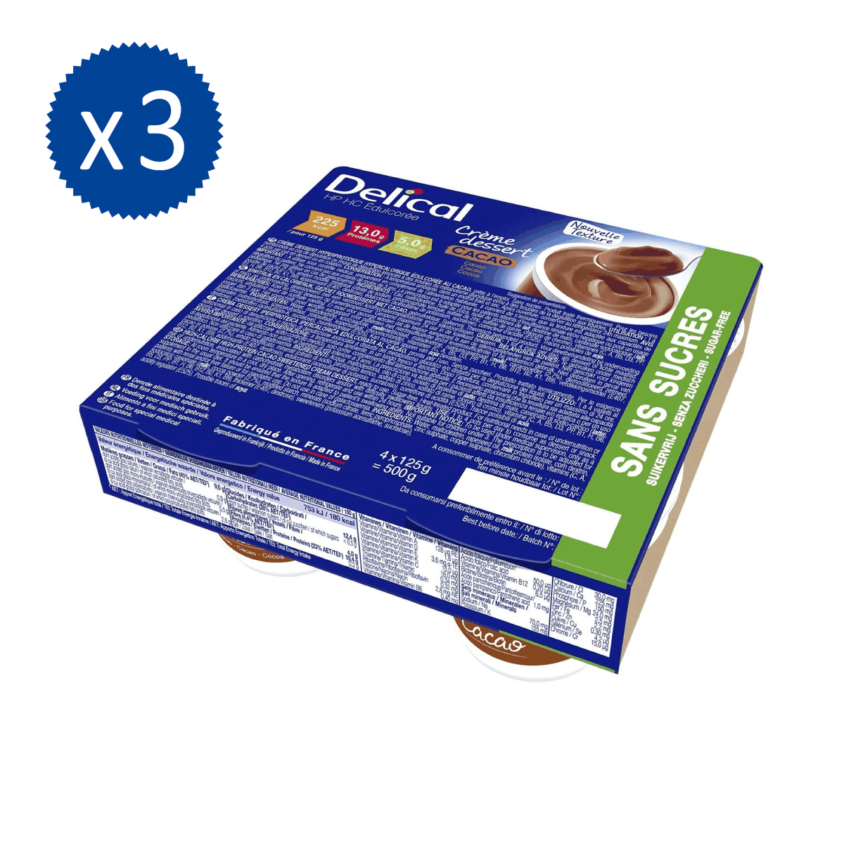 Delical Crème Dessert Edulcorata 12x125g Cacao